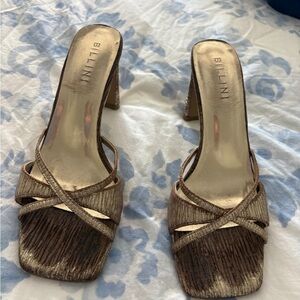 Billini Metallic Gold and Brown Strappy Heels